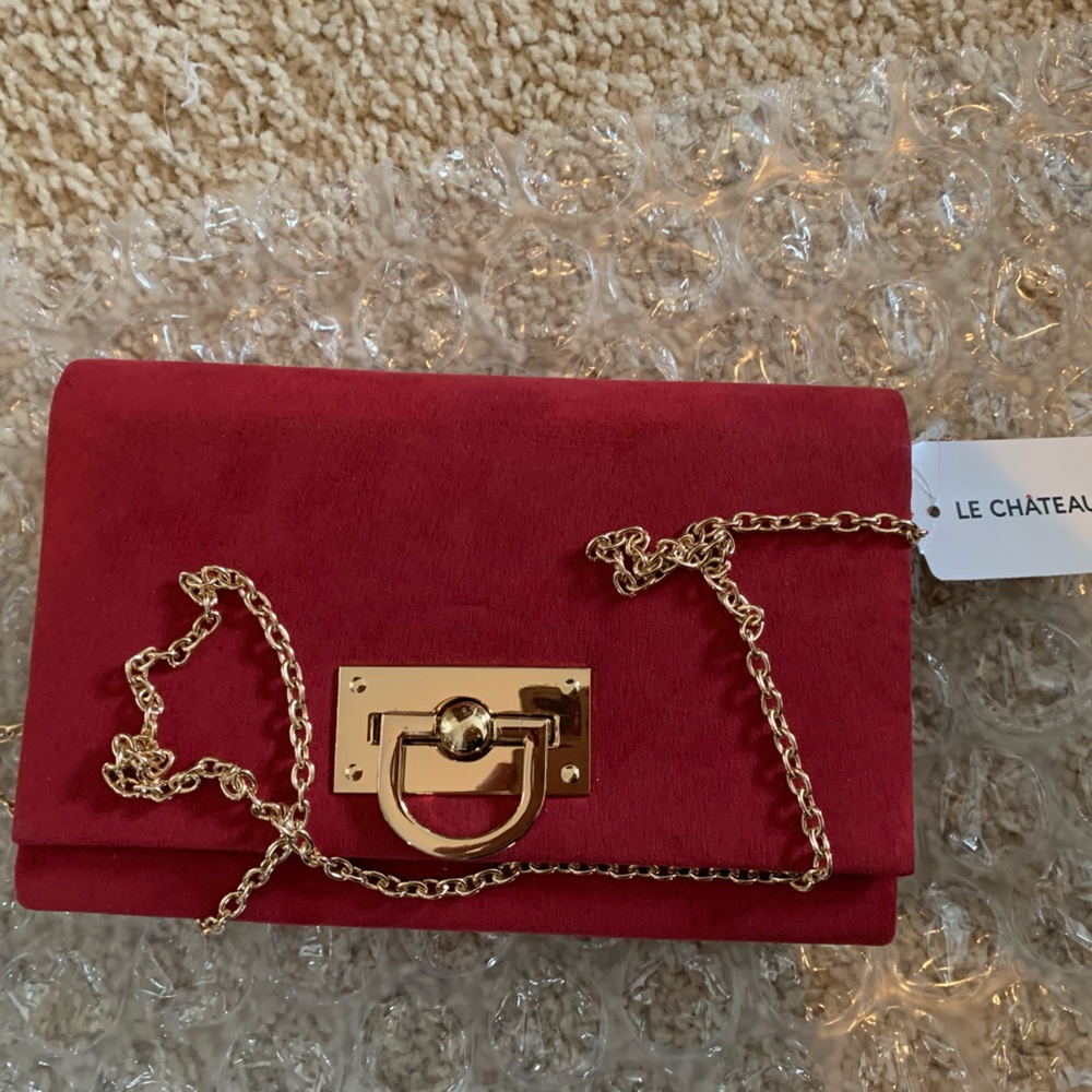 Le Chateau Scarlet Bag with Gold Chain